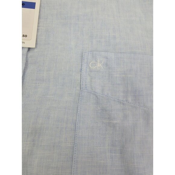 Calvin Klein Size XL Mens Powder Blue Linen Blend Embroidered Pocket Logo NWT - Picture 7 of 11